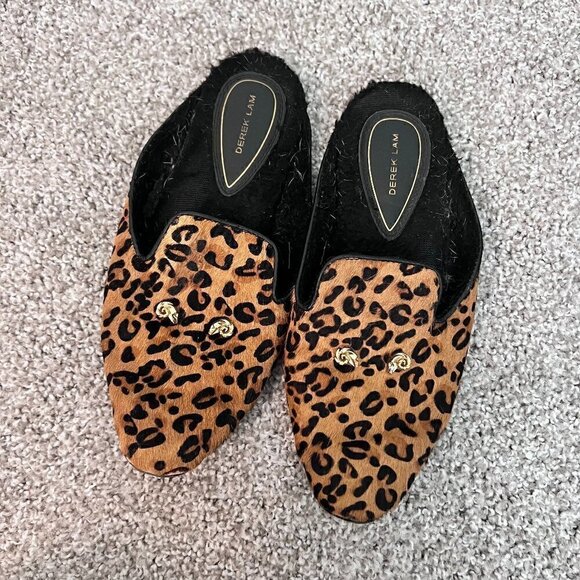 Derek Lam Shoes - Derek Lam Leopard Animal Print Faux Fur Mule Slides Sandals US 7